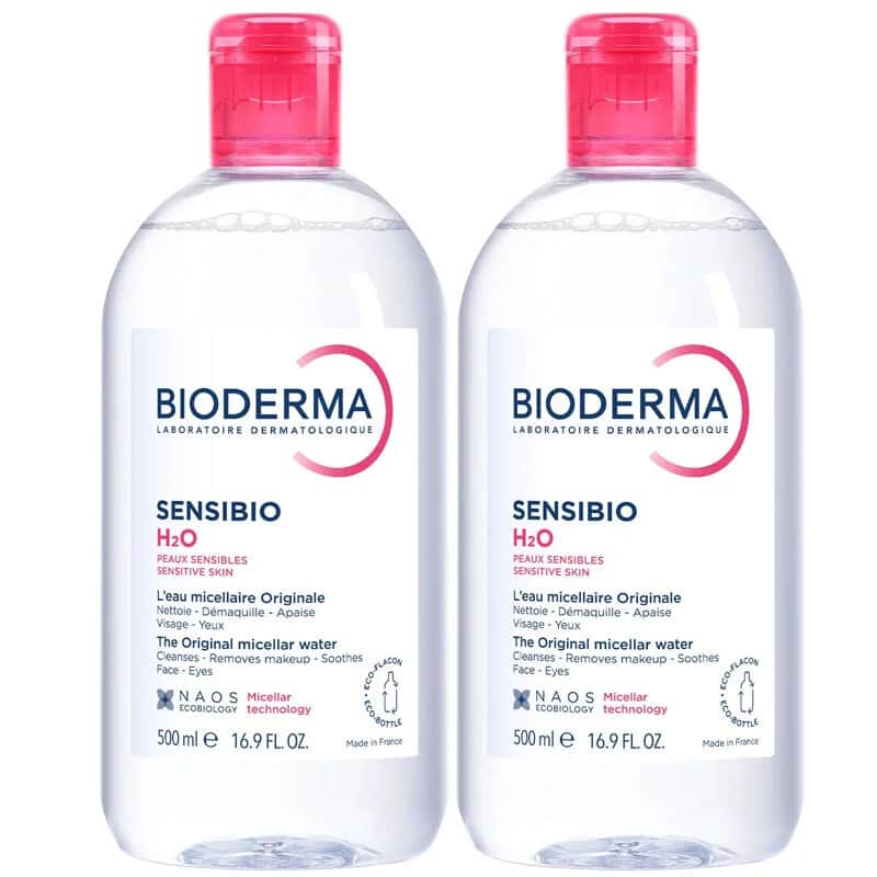 بيوديرما سينسيبيو H2O مجموعة مزدوجة 500 مل + 500 مل Bioderma