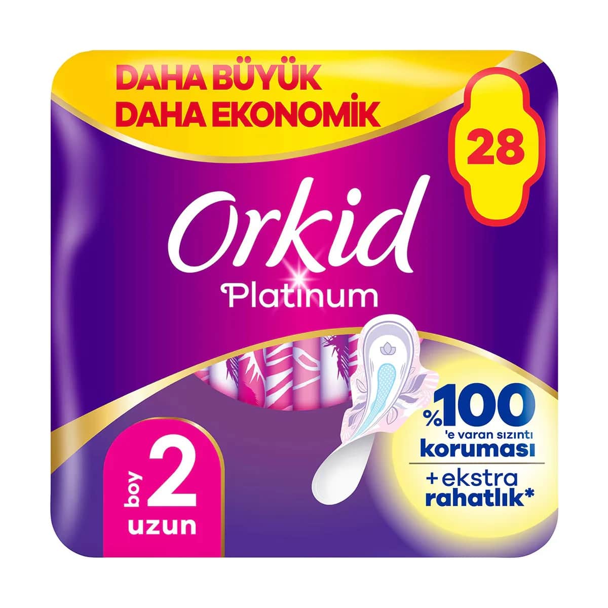Orkid فوط أوركيد بلاتينيوم طويلة (مقاس 2) 28 قطعة