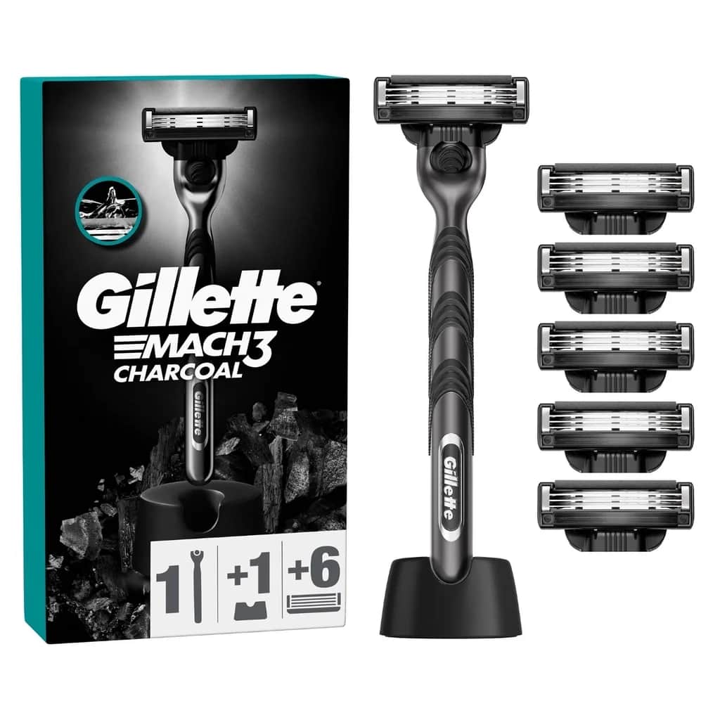 شفرات حلاقة جيليت M3 بالفحم + مجموعة شفرات احتياطية Gillette