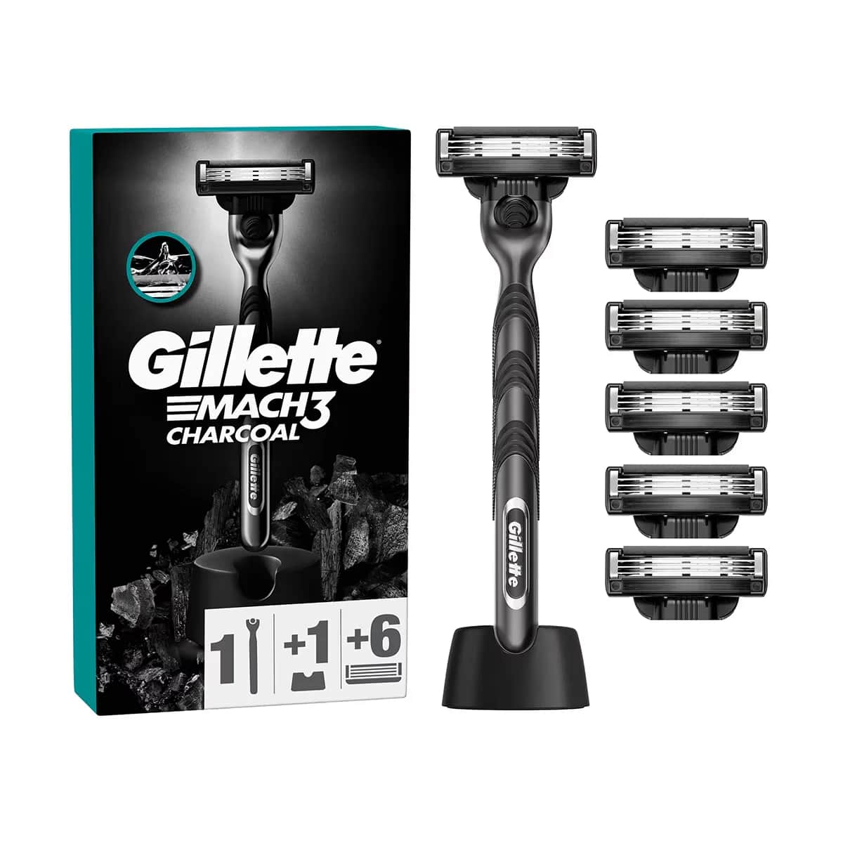 شفرات حلاقة جيليت M3 بالفحم + مجموعة شفرات احتياطية Gillette