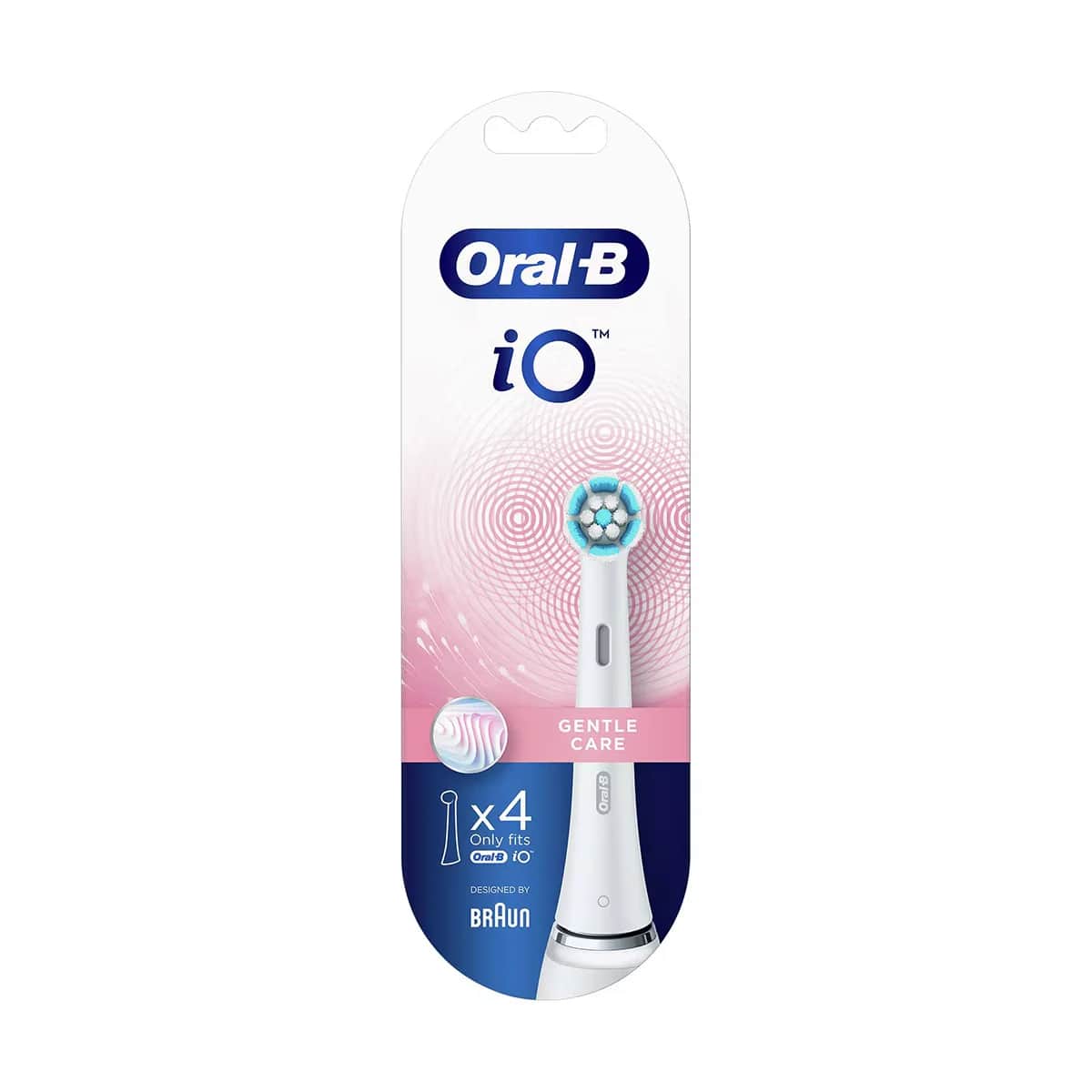 Oral-B رؤوس استبدال فرشاة الأسنان أورال-بي آي أو جينتل كير القابلة لإعادة الشحن، عبوة من 4 قطع