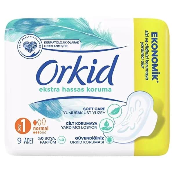 Orkid فوط أوركيد الصحية فائقة الحساسية 9 قطع، خالية من العطور