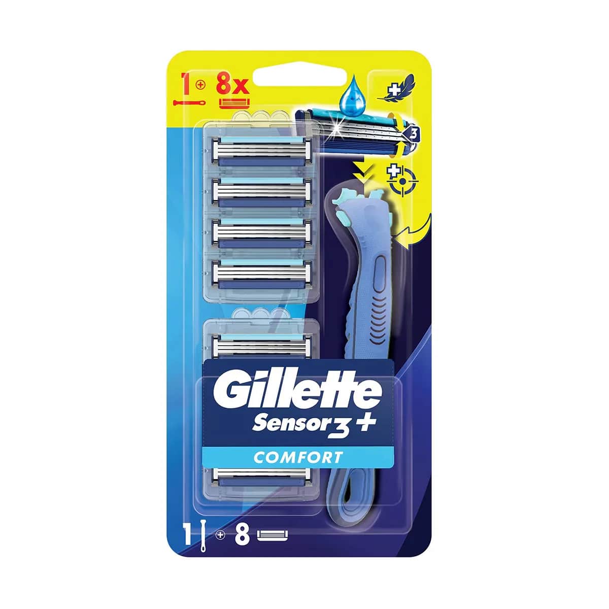 Gillette Sensor3+ Comfort 8-pcs Spare Blade Headed Razor
