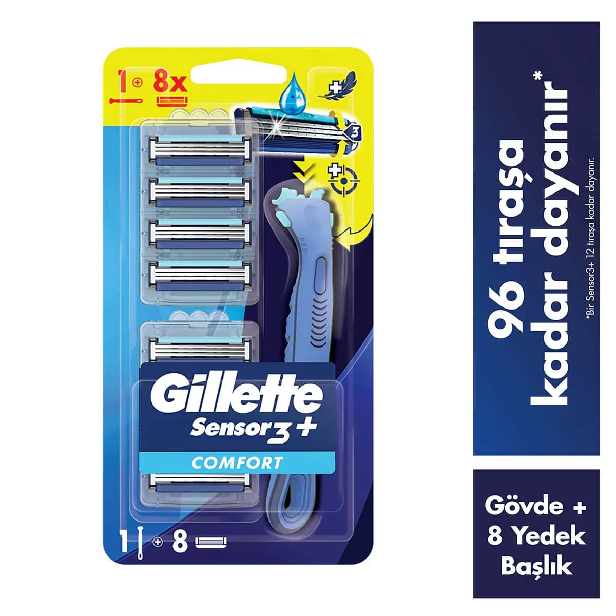 Gillette Sensor3+ Comfort 8-pcs Spare Blade Headed Razor