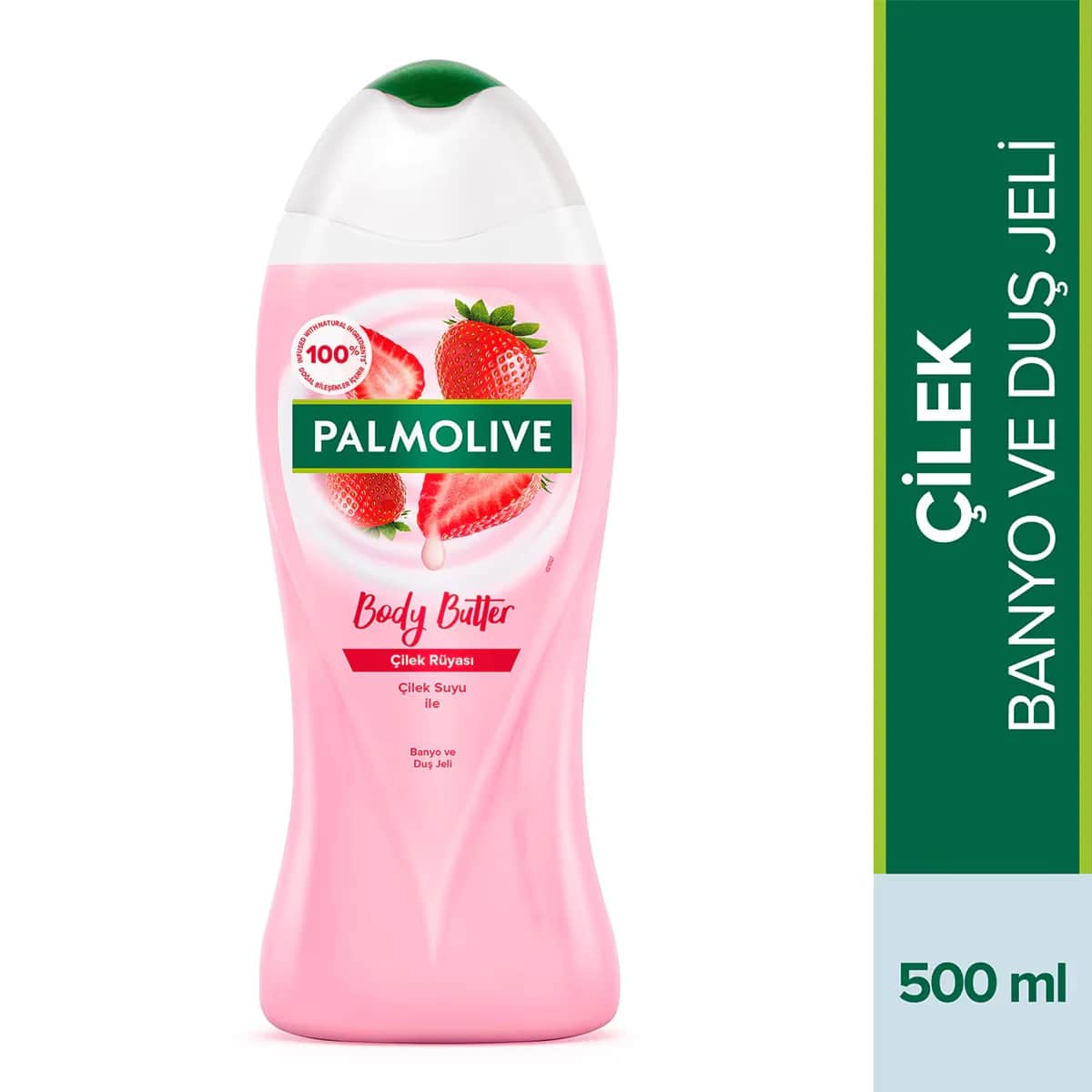 Palmolive جل استحمام بزبدة الجسم والفراولة من بالموليف ٥٠٠ مل خالي من الصابون