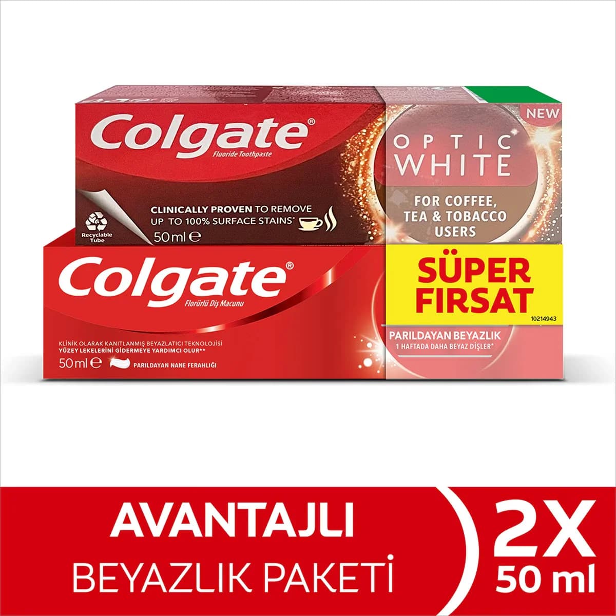 Colgate مجموعة تبييض الأسنان كولجيت أوبتيك وايت شاينينج وايت 50 مل + مجموعة معجون أسنان 50 مل