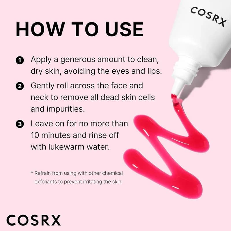 COSRX مقشر احماض الفواكه لطيف ينشط البشرة الباهتة وينظف المسام المسدودة من كوسركس