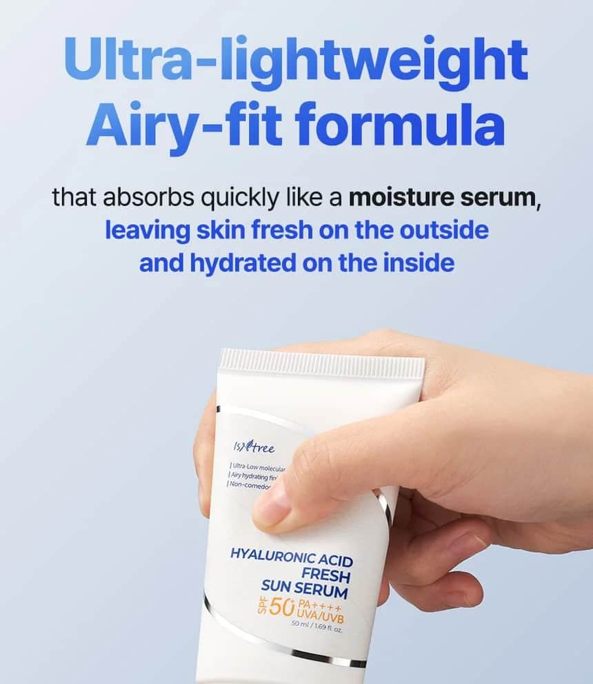 Isntree سيروم حمض الهيالورونيك المنعش للشمس SPF50+ PA++++ من اسنتري 50 مل