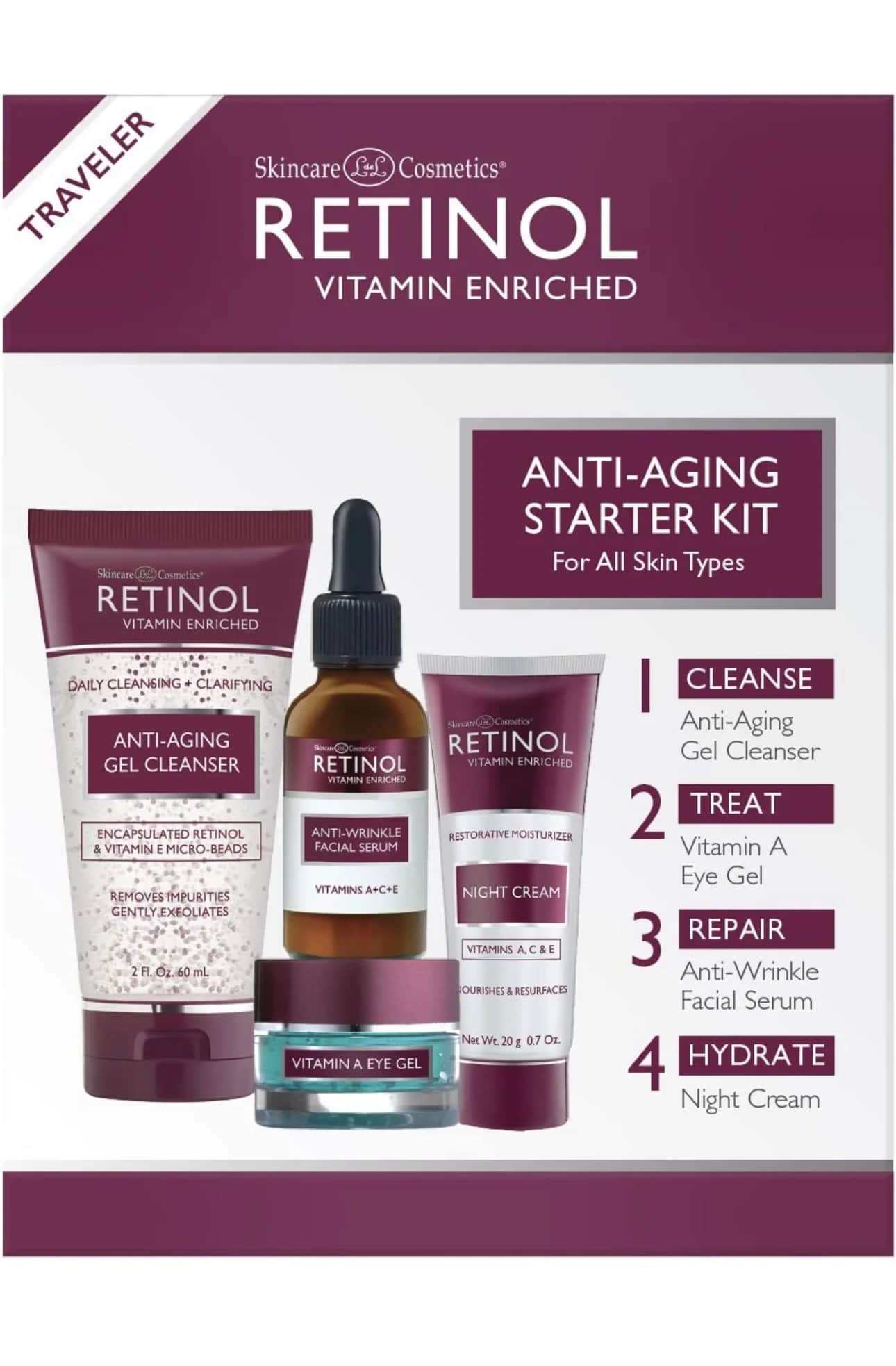 SkinCare Cosmetics ريتينول مجموعة العناية بالبشرة والمضادة للشيخوخة من سكينكير كوزميتيكس