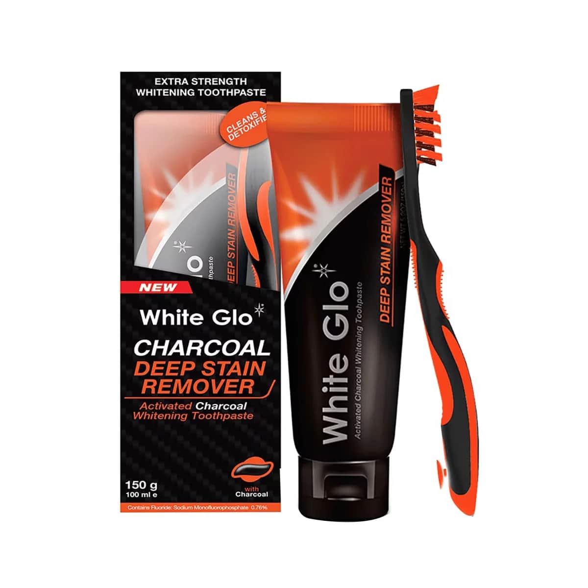 White Glo Stain Remover Whitening Toothpaste 100 ml - Toothbrush Gift