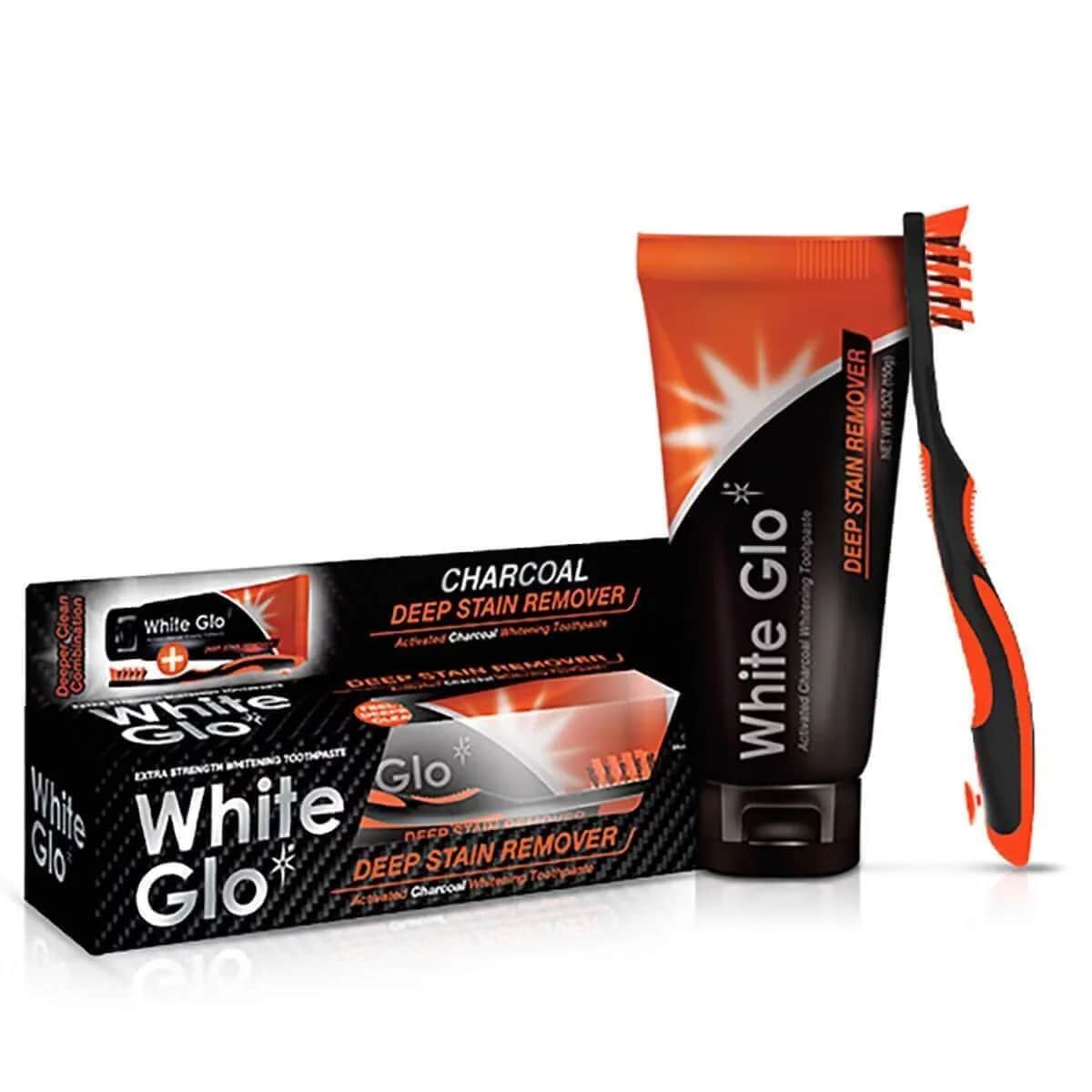 White Glo Stain Remover Whitening Toothpaste 100 ml - Toothbrush Gift