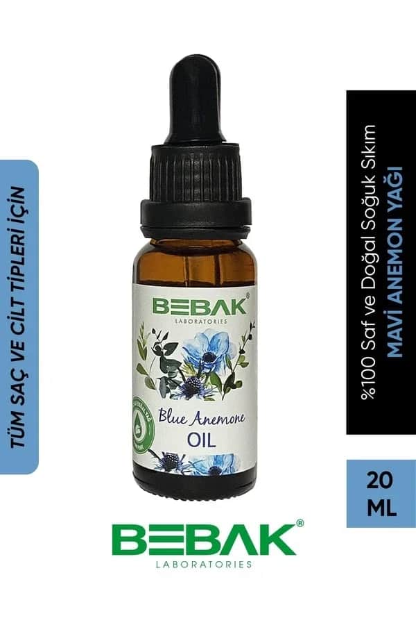 Bebak بيباك زيت شقائق النعمان الأزرق المعصور على البارد 100% نقي وطبيعي 20 مل