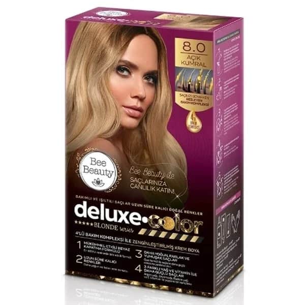 Bee Beauty مجموعة بي بيوتي ديلوكس كولور لتلوين الشعر 8.0 بني فاتح