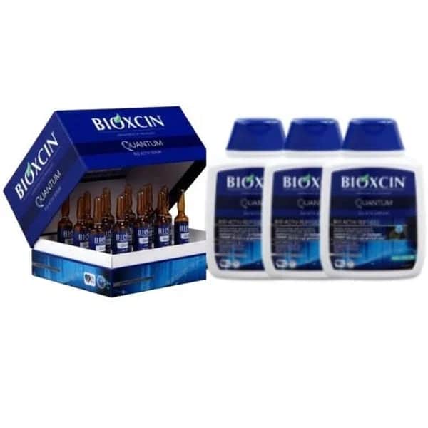 Bioxcin أمبولات بيوكسين كوانتم لعلاج تساقط الشعر ١٥ × ٦ مل + شامبو بيوكسين كوانتم ٣ × ٣٠٠ مل
