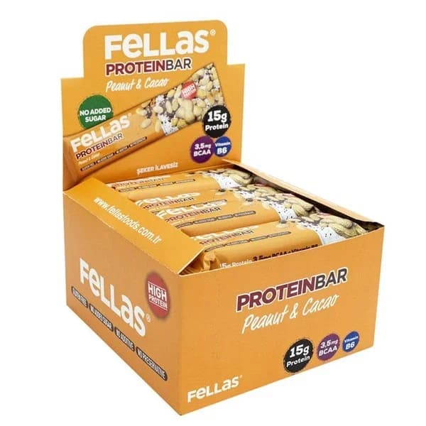 Fellas بار بروتين عالي من فيلاس بالفول السوداني والكاكاو ١٢ قطعة