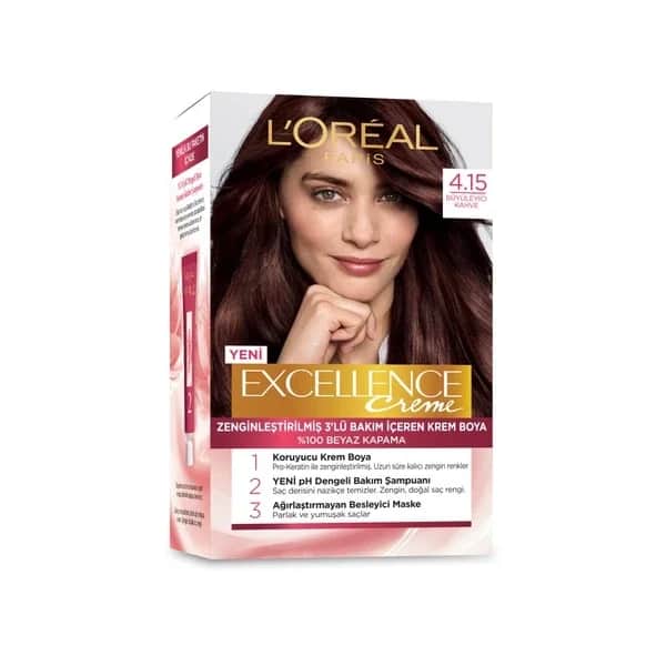 L'Oreal Paris صبغة شعر لوريال باريس إكسلنس كريم 4.15 بني جذاب