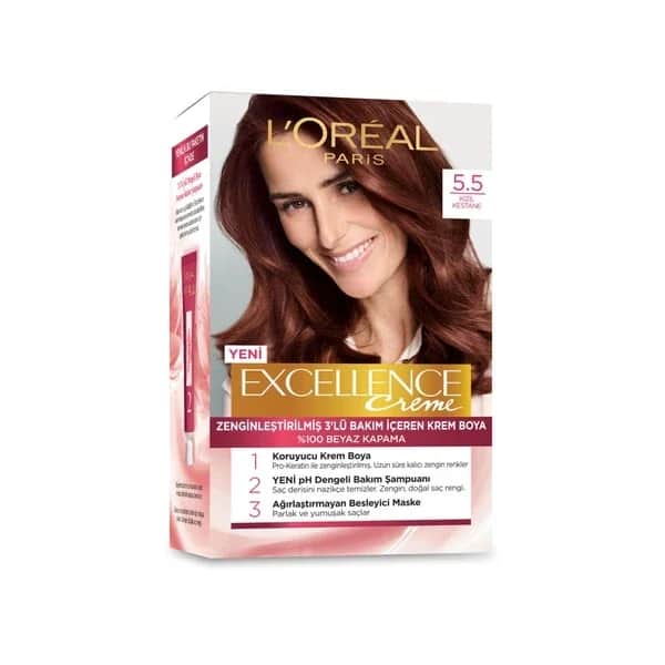 L'Oreal Paris صبغة شعر لوريال باريس إكسلنس كريم 5.5 أحمر كستنائي