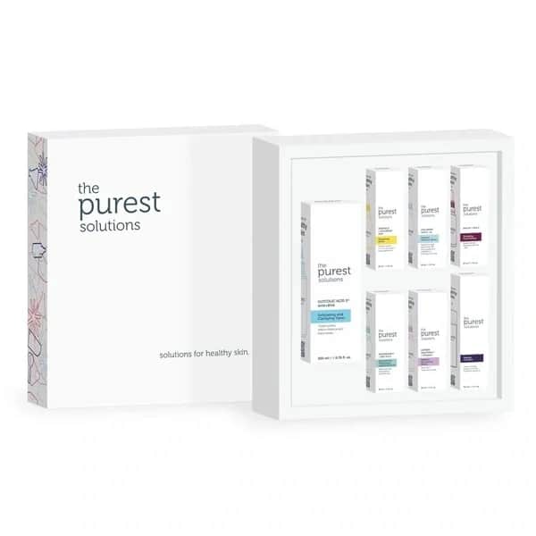 The Purest Solutions مجموعة أساسيات البشرة المتألقة: 7 سيرومات لتفتيح البشرة وترطيبها