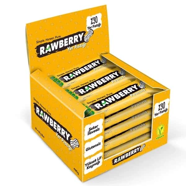 Rawberry رقائق التوت الخام لوح الفول السوداني 15 × 33 غرام