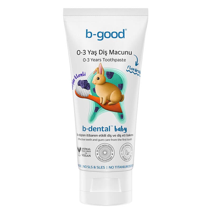 b-good معجون أسنان بي-جود بي-دنتال للأطفال من عمر 0 إلى 3 سنوات خالي من الفلورايد بنكهة التوت الأسود 50 مل