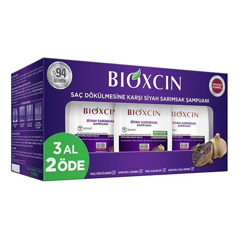 Bioxcin شامبو بيوكسين بالثوم الأسود لعلاج تساقط الشعر 3 × 300 مل