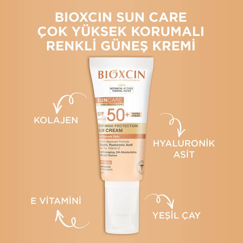 Bioxcin بيوكسين صن كير واقي شمس ملون عالي الحماية للبشرة الجافة بعامل حماية 50+ 50 مل