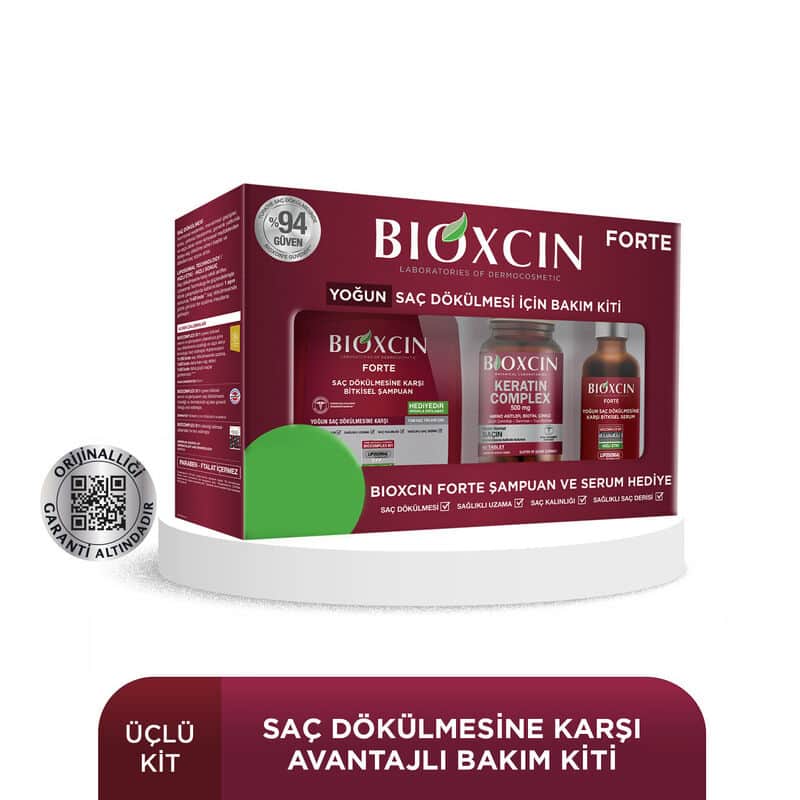Bioxcin مجموعة بيوكسين فورتي المكثفة لعلاج تساقط الشعر: سيروم بيوكسين فورتي + كيراتين 60 كبسولة + شامبو