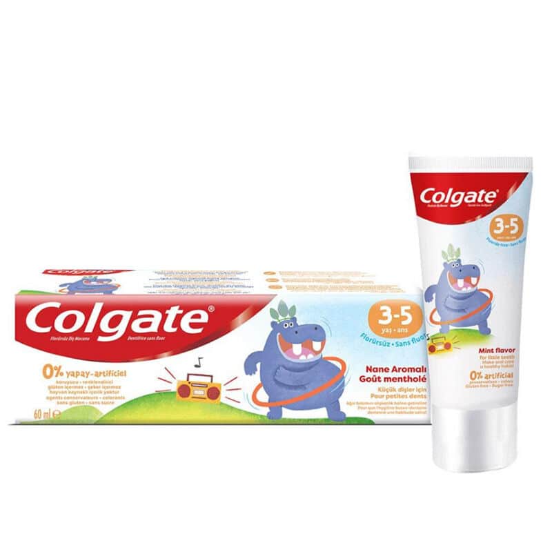Colgate معجون أسنان كولجيت بنكهة البرتقال للأطفال من عمر 3 إلى 5 سنوات، 60 مل، خالي من الفلورايد