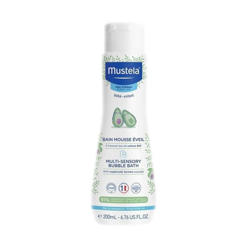 Mustela فقاعات جل الاستحمام العضوي بالافوكادو للجسم والشعر من موستيلا 200 مل