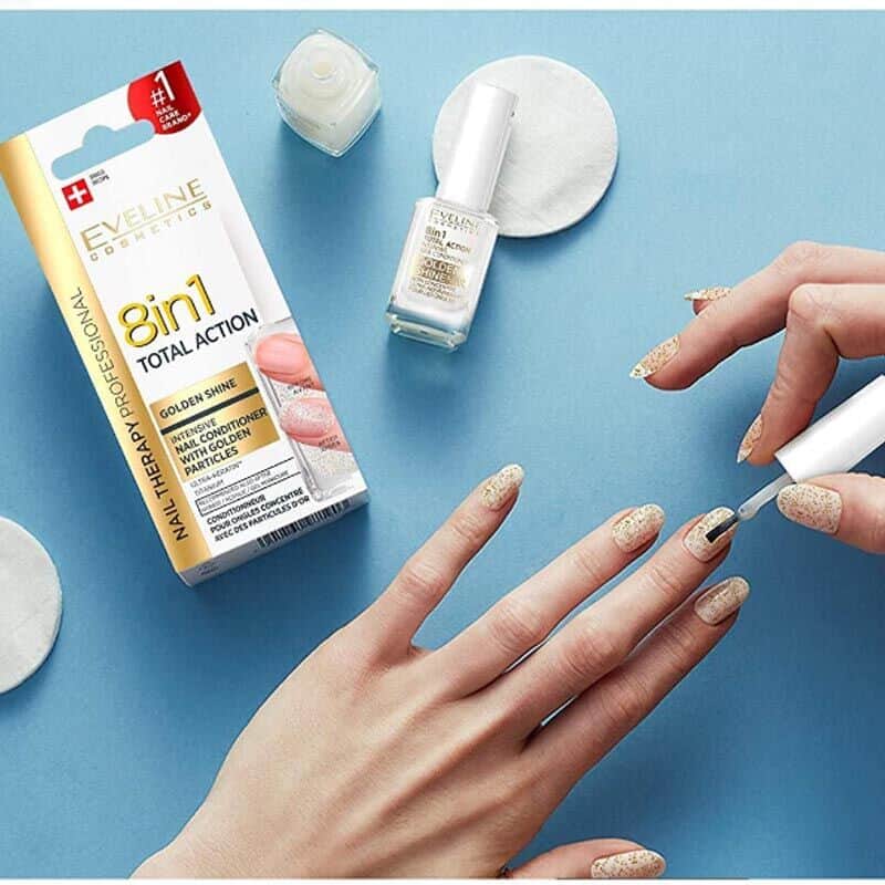 Eveline Cosmetics إيفلين كوزمتكس 8 في 1 بلسم مكثف للأظافر جولدن شاين 12 مل