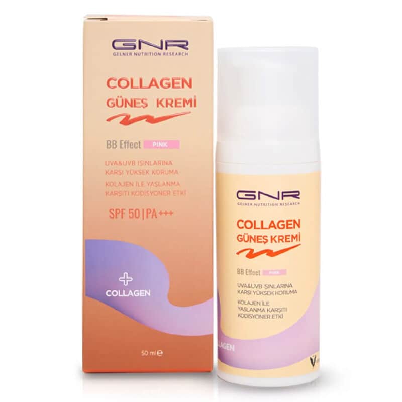 Gnr Collagen كريم الحماية من الشمس بالكولاجين من جي إن آر بعامل حماية 50، تأثير بي بي، وردي، 50 مل
