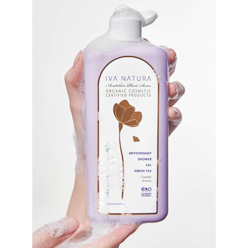 Iva Natura جل الاستحمام العضوي المضاد للأكسدة من إيفا ناتورا، مستخلص الشاي الأخضر، 350 مل