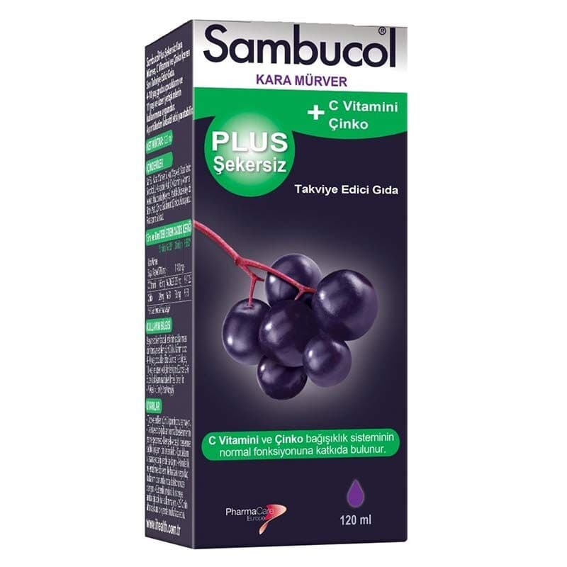 Sambucol سامبوكول بلس خالي من السكر فيتامين سي + زنك 120 مل