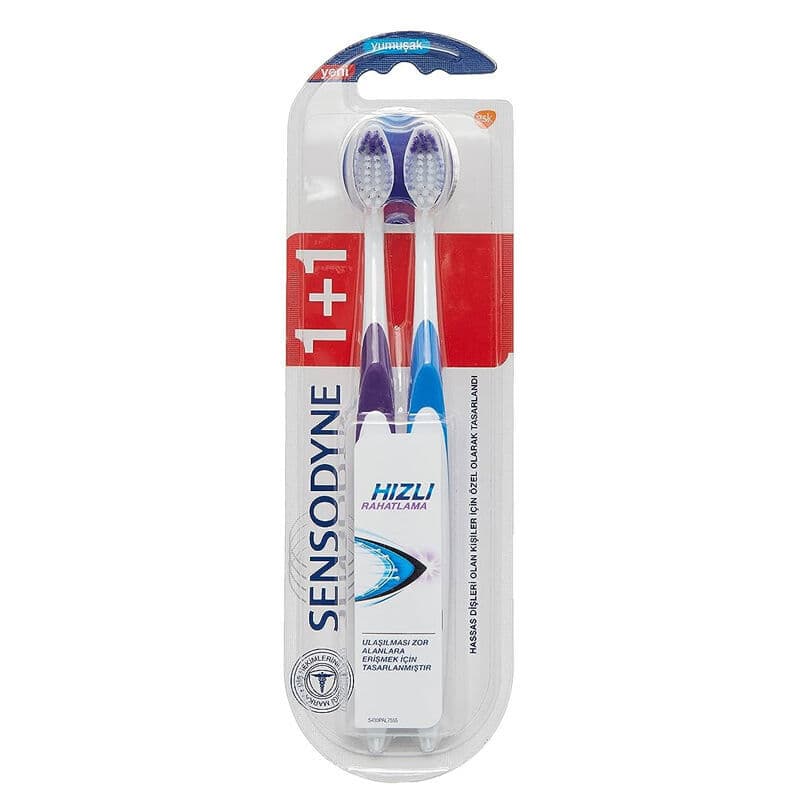 Sensodyne فرشاة أسنان سنسوداين سريعة التسكين وناعمة، عبوة من قطعتين