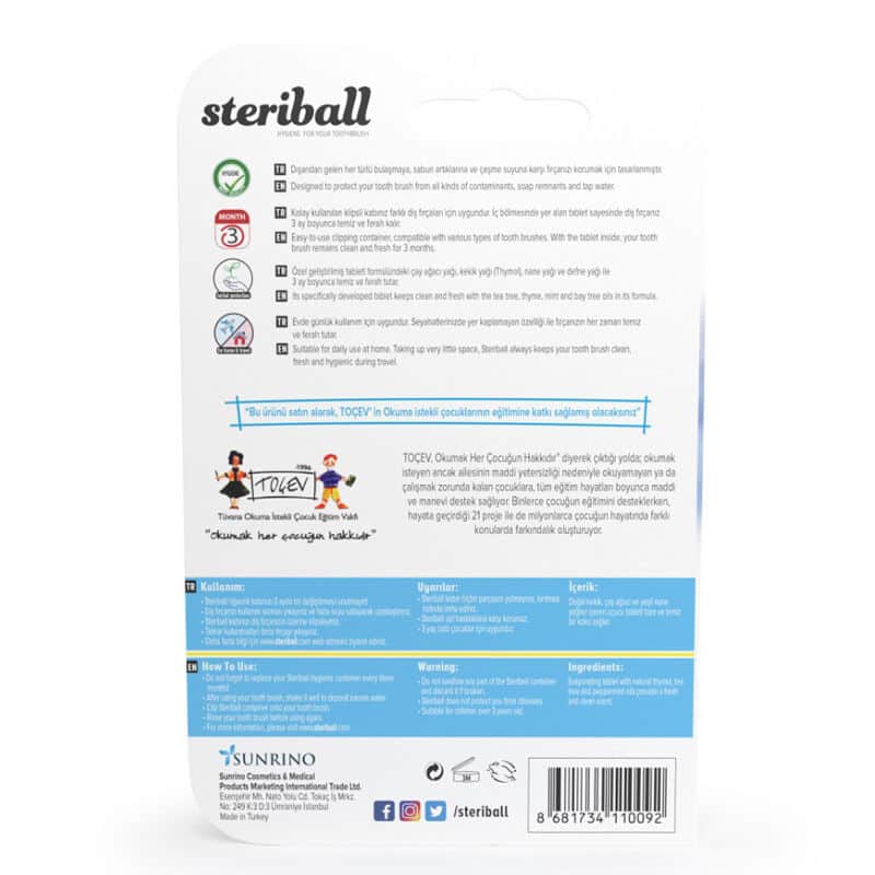 Steriball حاوية حماية فرشاة الأسنان الصحية من ستيريبول للرجال