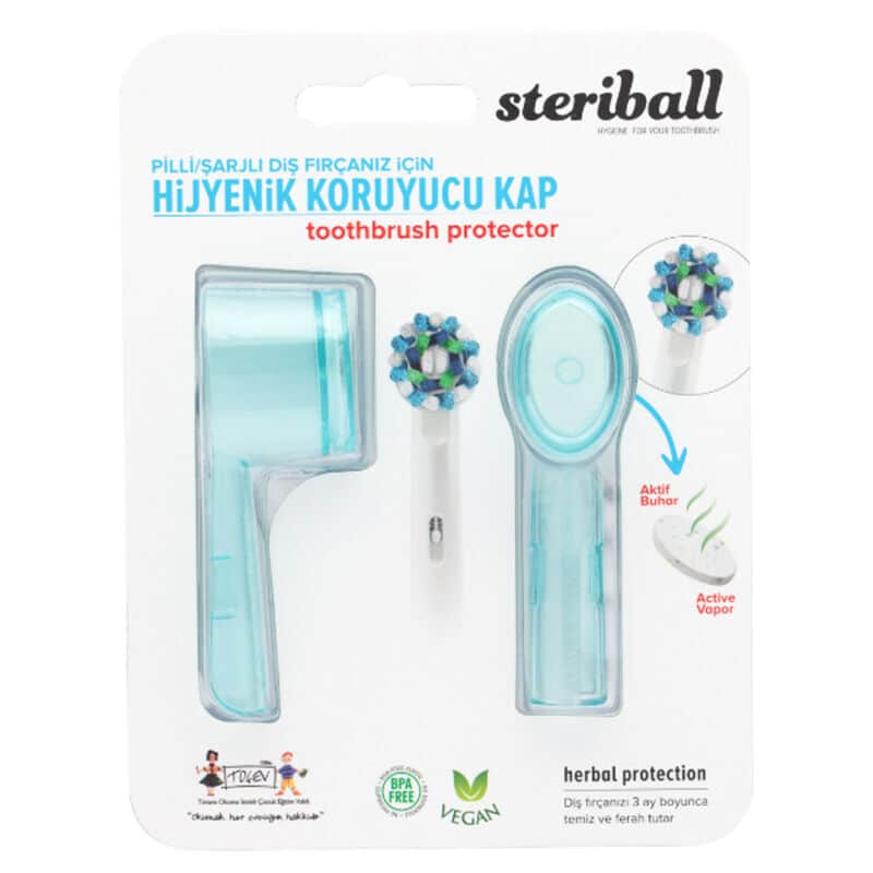Steriball علبة فرشاة أسنان صحية من ستيريبول للبطاريات أو فرشاة الأسنان القابلة لإعادة الشحن أزرق فاتح