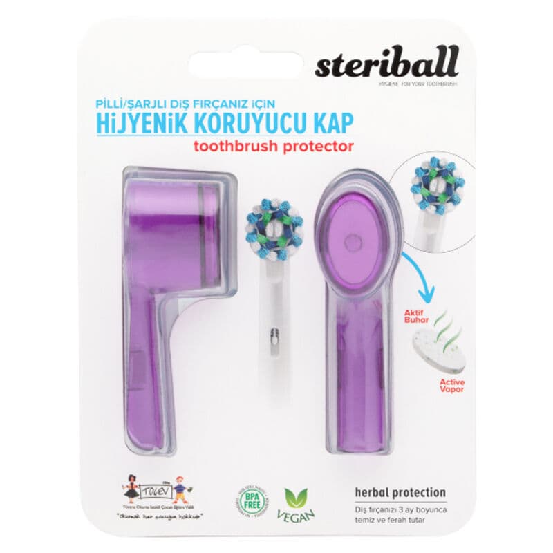 Steriball علبة فرشاة أسنان صحية من ستيريبول للبطاريات أو فرشاة الأسنان القابلة لإعادة الشحن بنفسجي