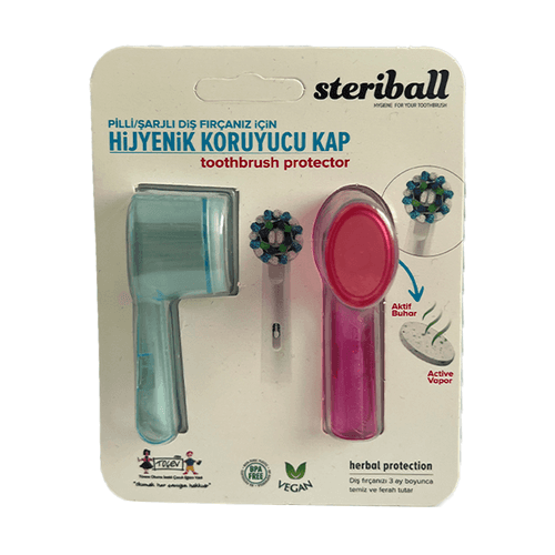 Steriball حامل فرشاة أسنان ستيريبول شفاف ووردي