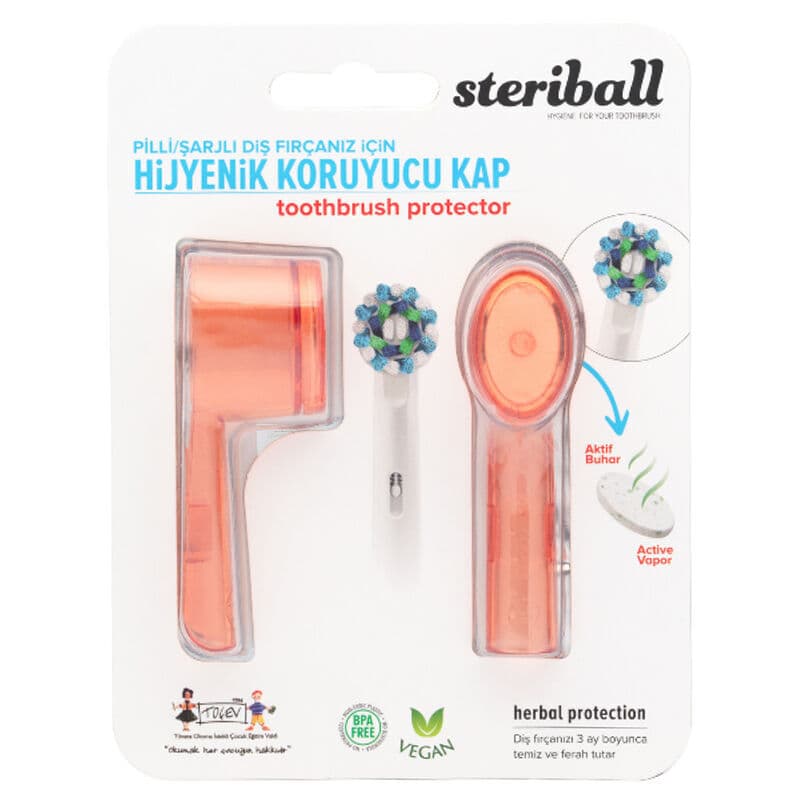Steriball علبة فرشاة أسنان صحية من ستيريبول للبطاريات أو فرشاة الأسنان القابلة لإعادة الشحن برتقالي