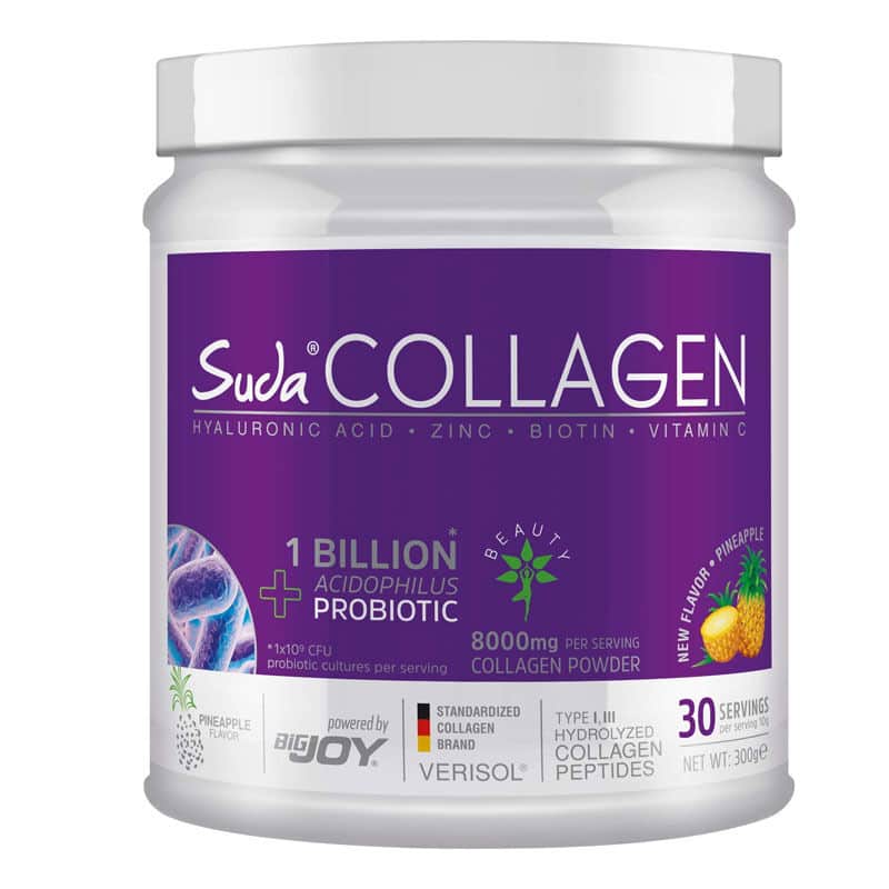 Suda Collagen سودا كولاجين + بروبيوتيك غذاء مكمل بنكهة الأناناس 300 غرام