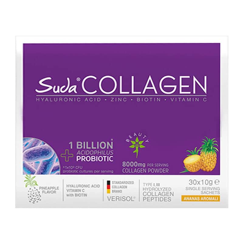 Suda Collagen مكمل غذائي سودا كولاجين بنكهة الأناناس 30 × 10 غرام كيس مسحوق