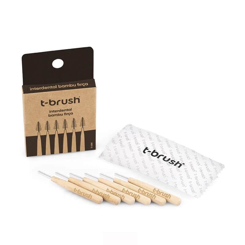 فرشاة تي-براش الخشبية بين الأسنان 6 قطع T-Brush