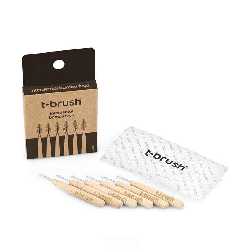 فرشاة تي-براش الخشبية بين الأسنان 6 قطع T-Brush