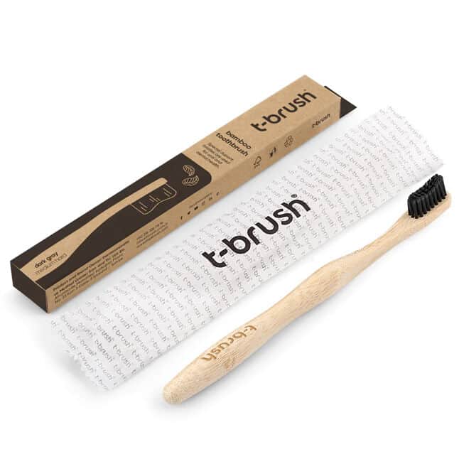 T-brush Bamboo Dental Soft Brush Medium Hard Dark Gray