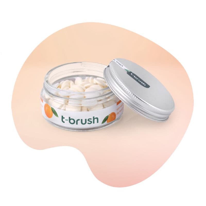 T-Brush معجون أسنان تي براش بنكهة البرتقال خالي من الفلورايد، 90 قرصًا