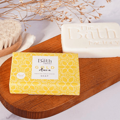 The Bath Factory صابون اليدين والوجه والجسم من ذا باث فاكتوري هالة ذهبية 80 غرام