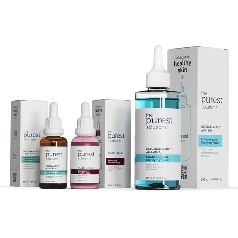 The Purest Solutions مجموعة العناية بالتفتيح من أنقى الحلول للبشرة غير المنتظمة