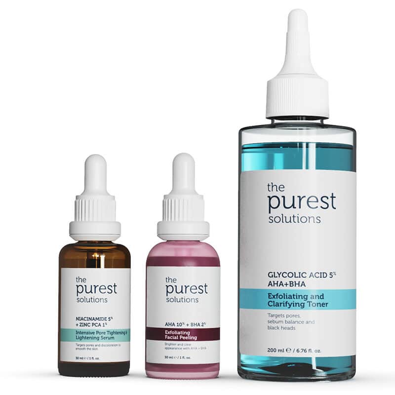 The Purest Solutions مجموعة العناية بالتفتيح من أنقى الحلول للبشرة غير المنتظمة