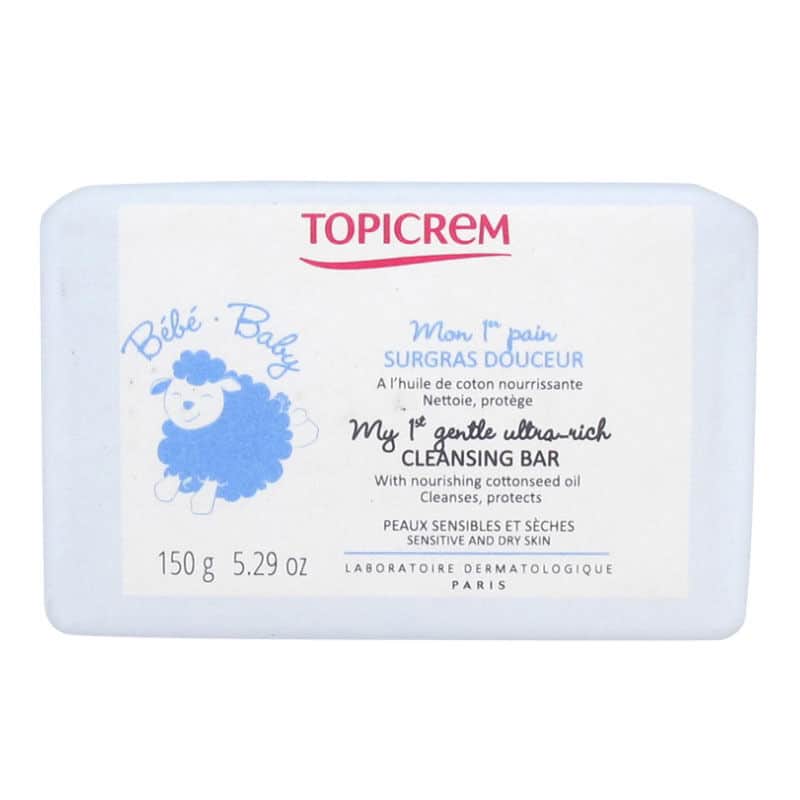 Topicrem توبيكريم صابونة تنظيف غنية للغاية مع زيت بذور القطن 150 غرام