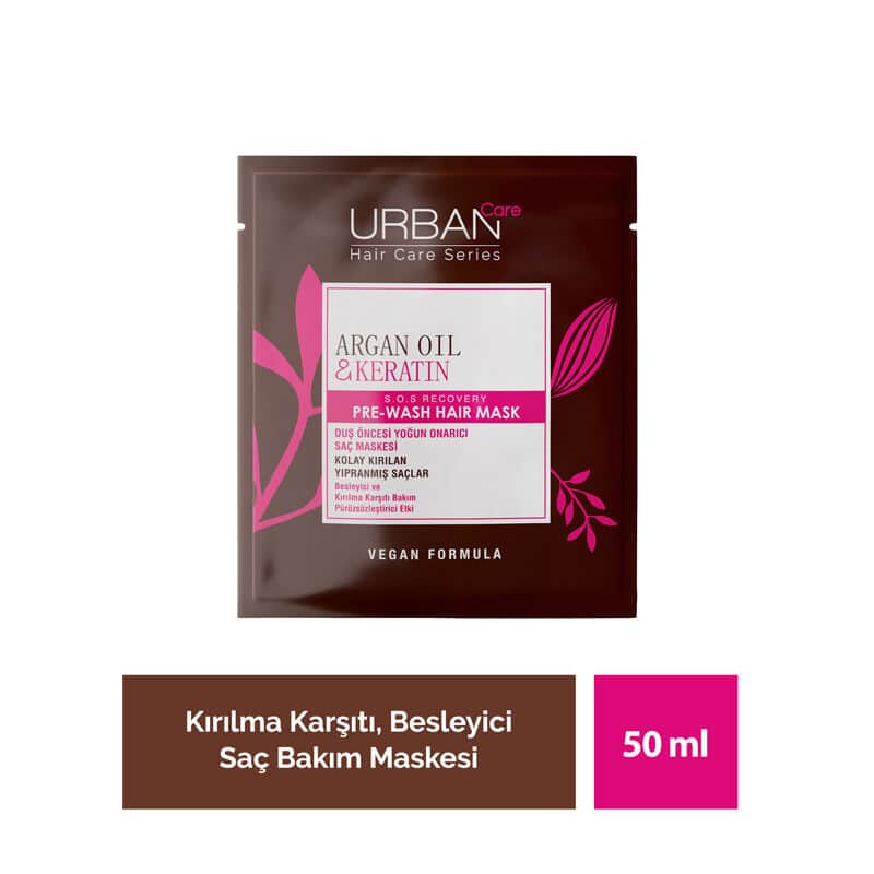 Urban Care قناع العناية بالشعر قبل الاستحمام بزيت الأرغان والكيراتين من أوربان كير 50 مل